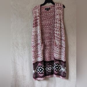 Almost Famous lightweight soft knit southwestern duster with a tassel tie SZ XL